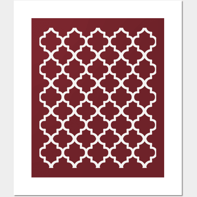 White Outlined Barbed Quatrefoil Repeat Pattern Wall Art by taiche